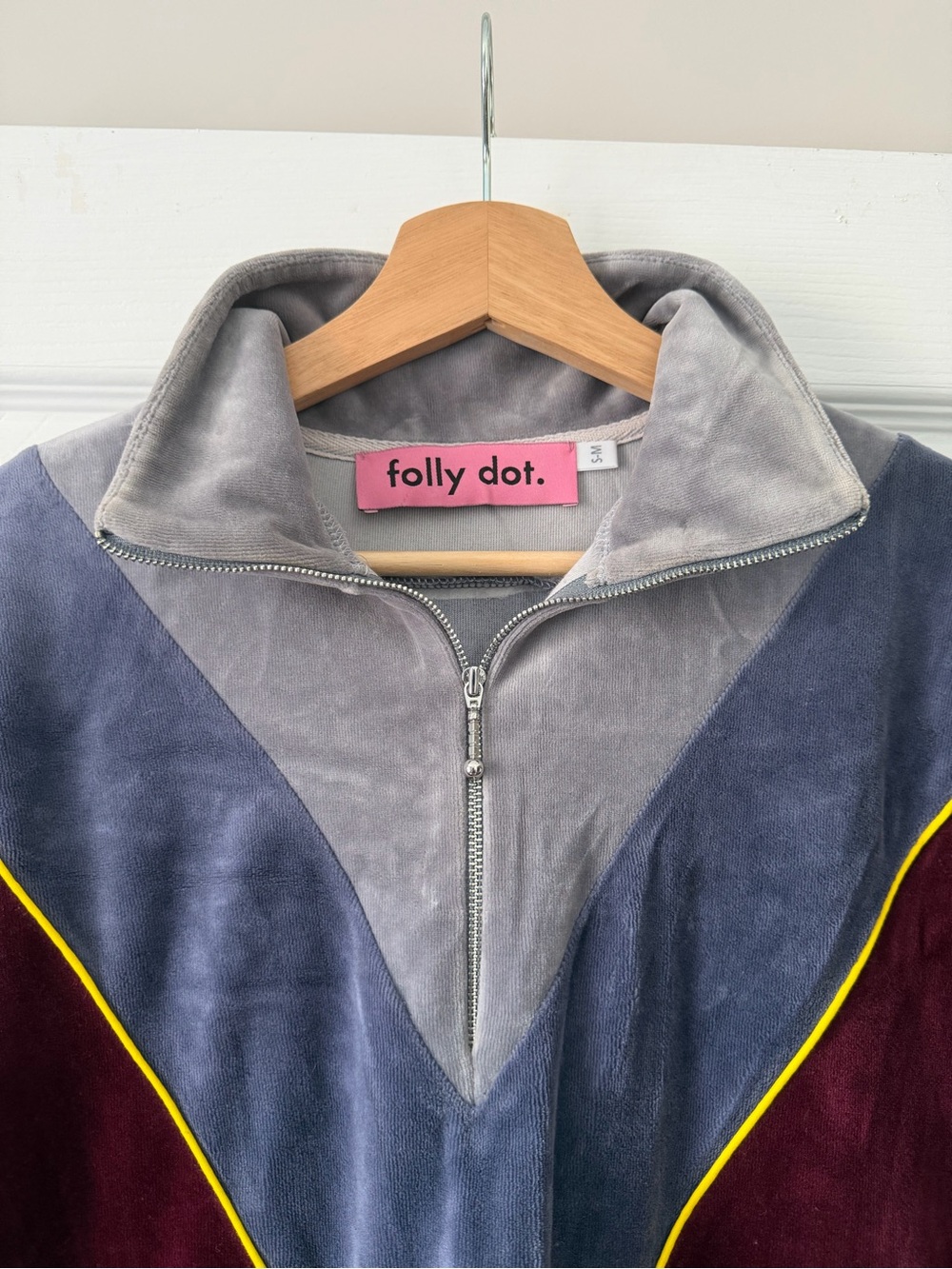 Folly Dot Women's Colorblock Velvet Quarter-Zip Sweatshirt S